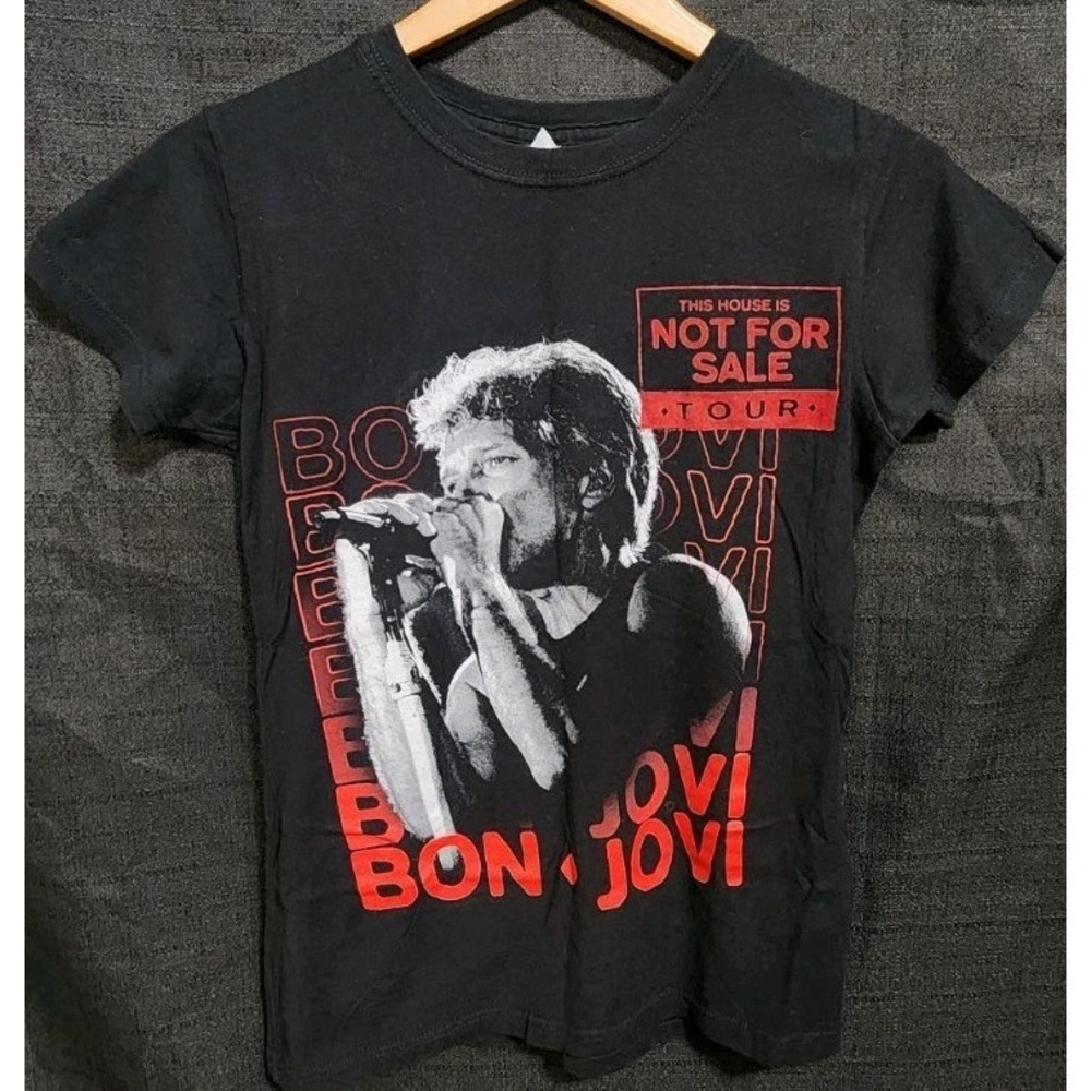 Bon Jovi This House Is Not For Sale Tour 2018 Women's Graphic T-Shirt Med‎ Black